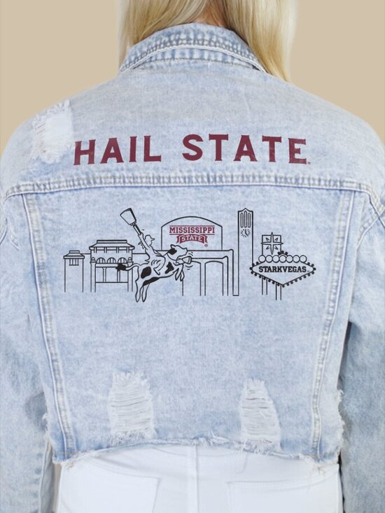 Jackets & Blazers - Mississippi State Campus Skyline Denim Jacket